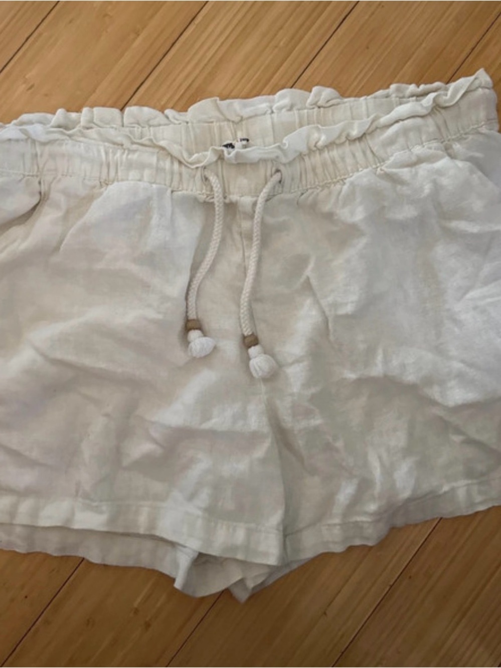Hang Ten White High-Waist Linen-Blend Drawstring Shorts